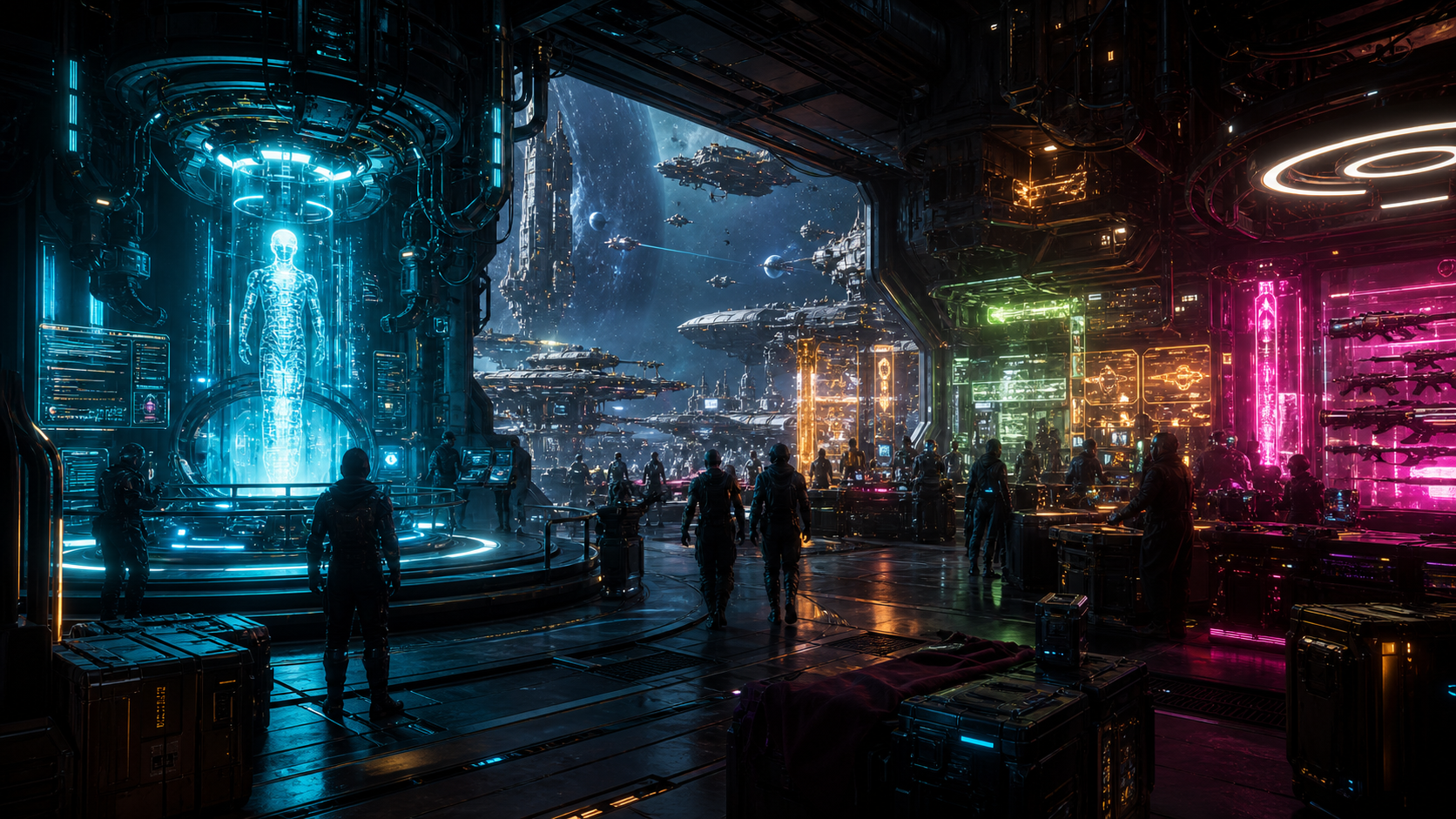 Misfit Galaxy clone bay and black-market station interior.
